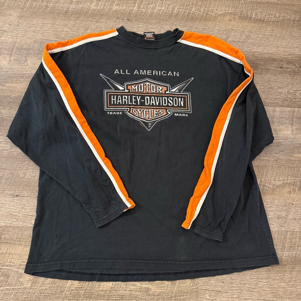 Harley-Davidson All American Black and Orange Long Sleeve Tee